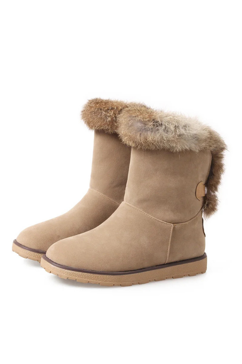 Winter Women Snow Furry Boots Thick Fur Lady Shoes Low Heels