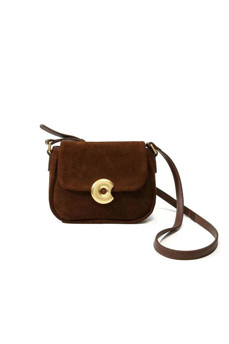 Chic Elegant Style Small Flap Bag Coffee Matte Women Crossbody Bag Retro Lady Shoulder Bag