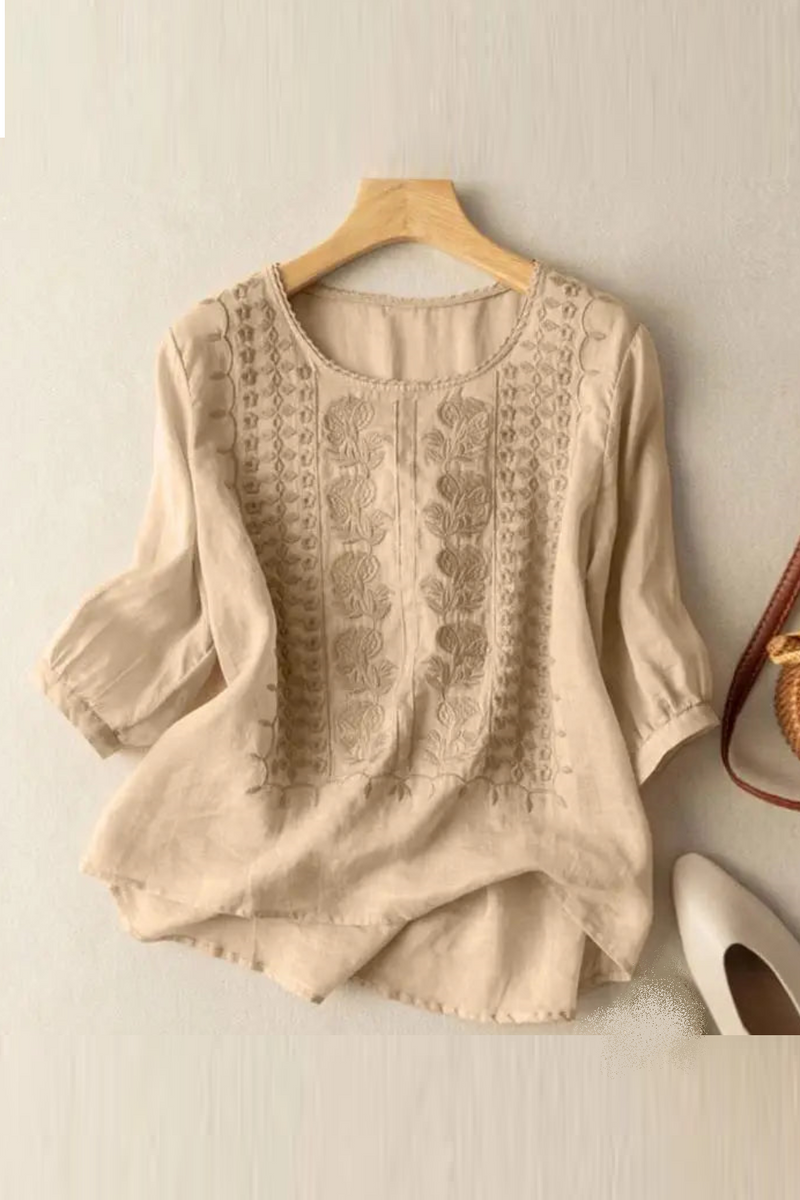 Summer Women Tops Casual Embroidery Shirt Solid Party Work Blouses Crochet Blouse