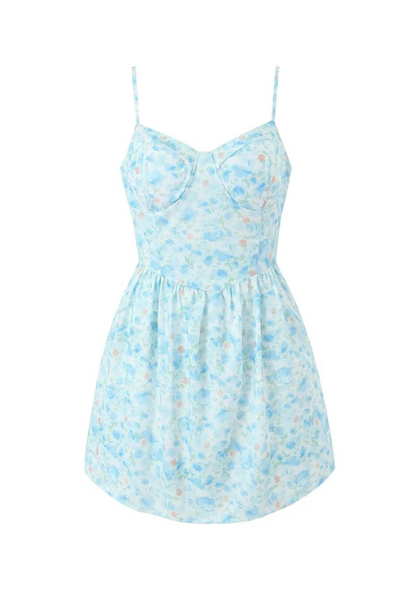 Summer Dress Women Spaghetti Straps Mini Floral Print Dresses Holiday Short Sundress