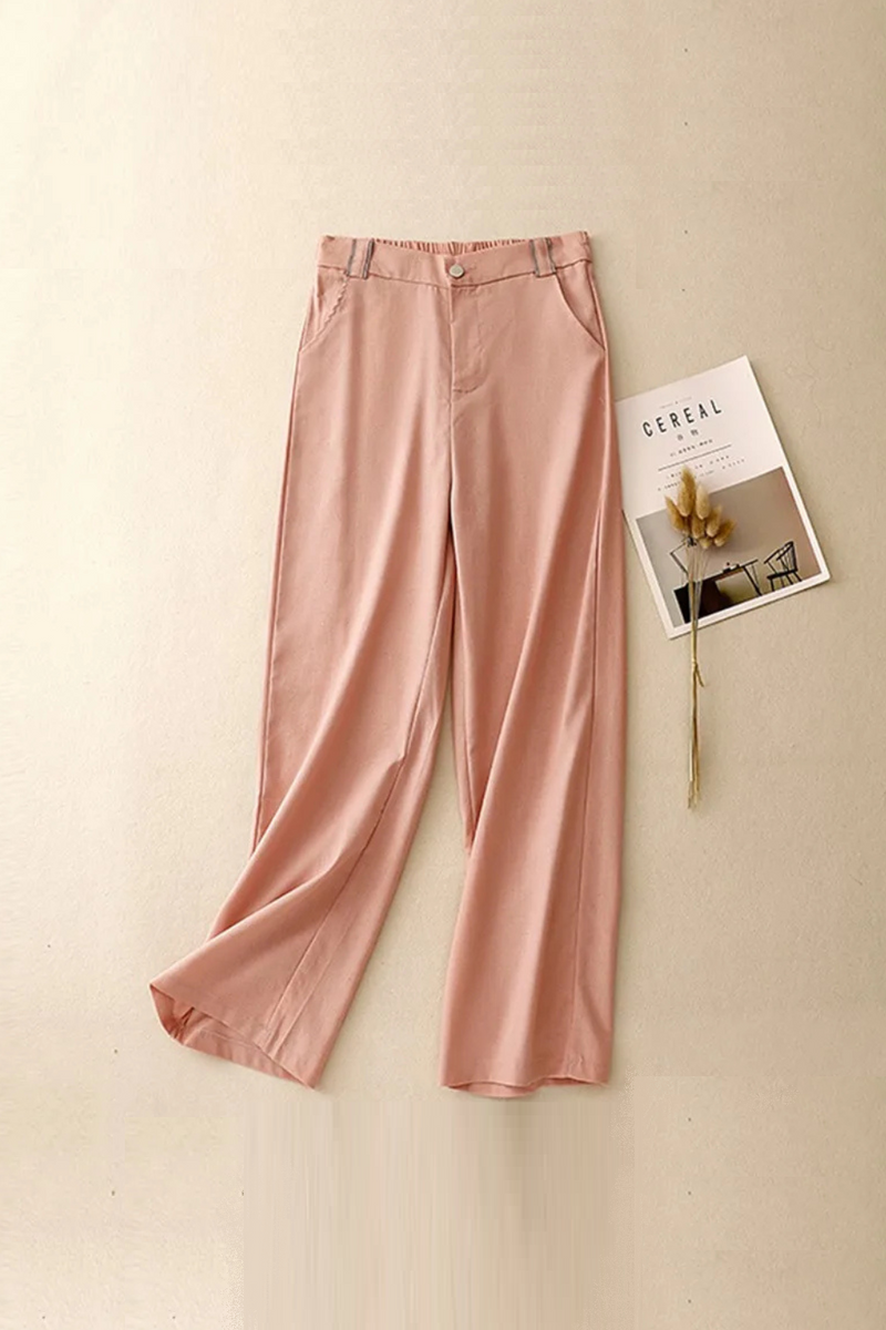 Women Casual Trousers Summer Simple Basics High Waist Female Straight Pants