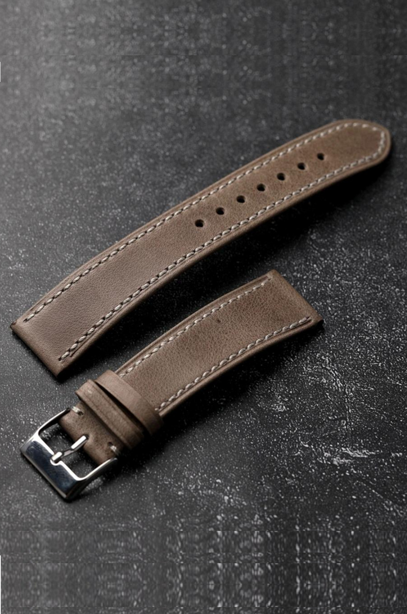 Handmade Ultra-thin Genuine Leather Strap 18 19 20 21MM Soft Light Gray Suitable for Antique Watch Bracelet Men Head Layer