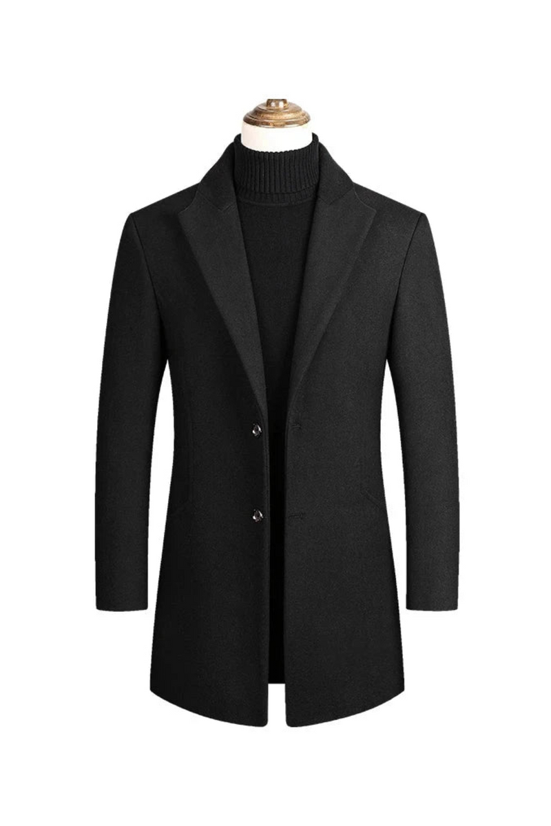 Autumn and Winter Slim Solid Wool Coat Men Windbreaker Formal Work Coat Thickened Warm Jacket