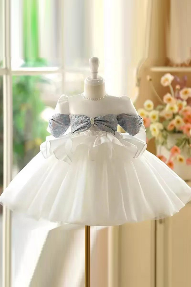 Princess Ball Gown Pearls Design Kids Wedding Birthday Baptism Party Girls Dresses