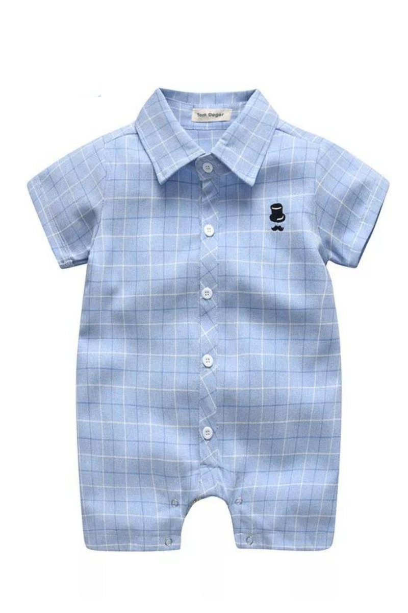 Summer Short Sleeve Baby Rompers Gentleman Plaid Jumpsuit For Toddler Infant Casual Baby Boy Clothes