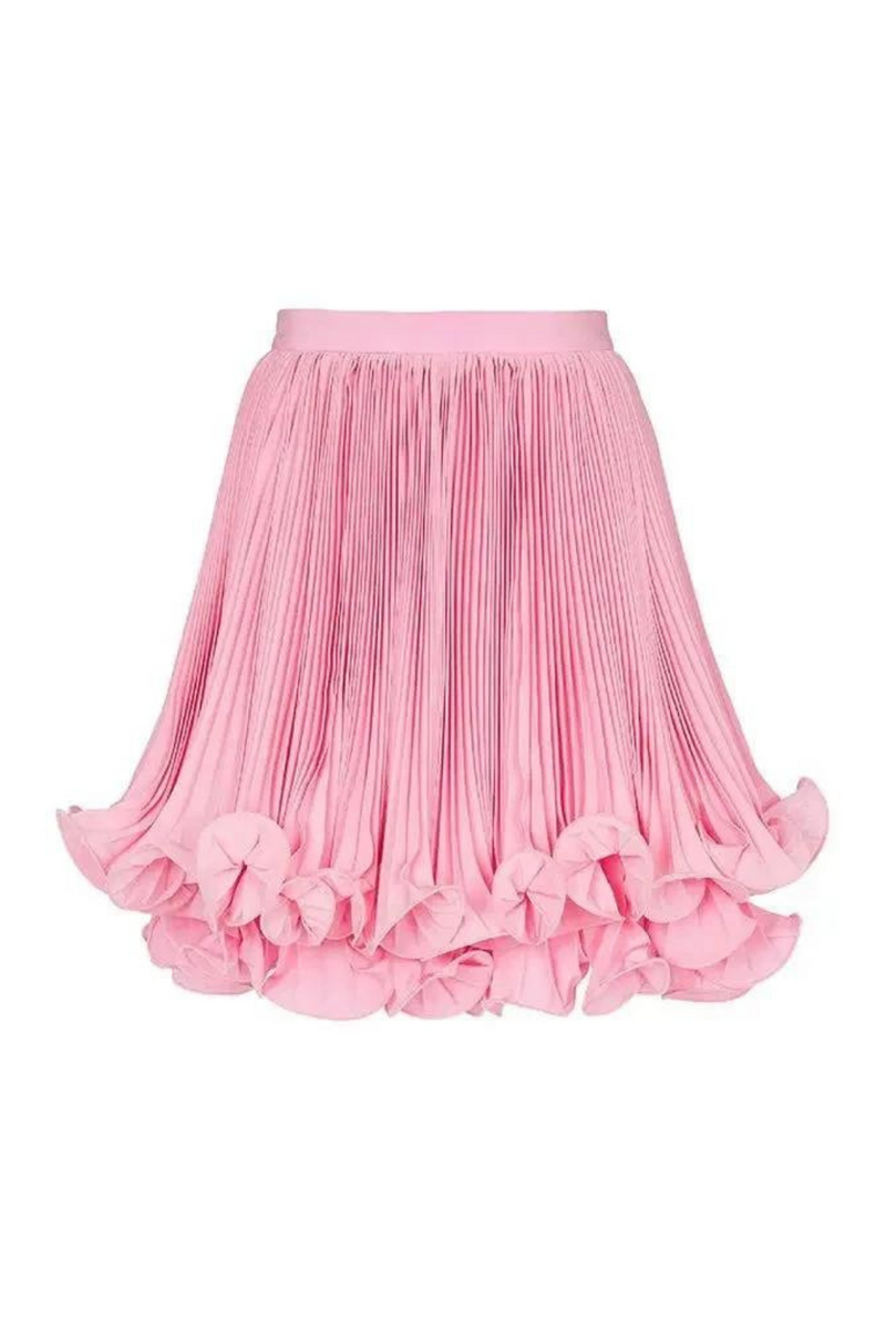 Summer Lady Double Layers Quality Office Mini Pleated Solid Short Ruffles Skirt For Women