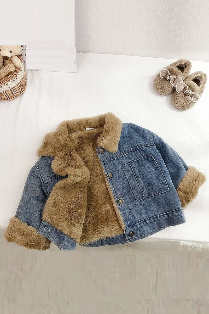 Girls Denim Jacket Elegant Toddler Kid Baby Girl Winter Warm Thick Coat Outfit Outwear