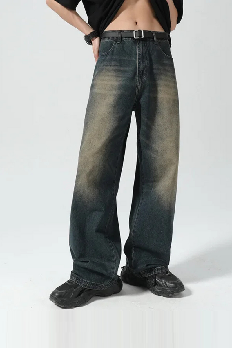 Straight-leg Loose-fit Jeans Pants Casual Streetwear For Men High Street