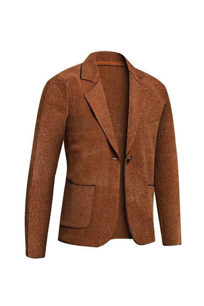 Spring Autumn Casual Outerwear Mens Knitted Buttoned Lapel Suit Jackets Men Coats