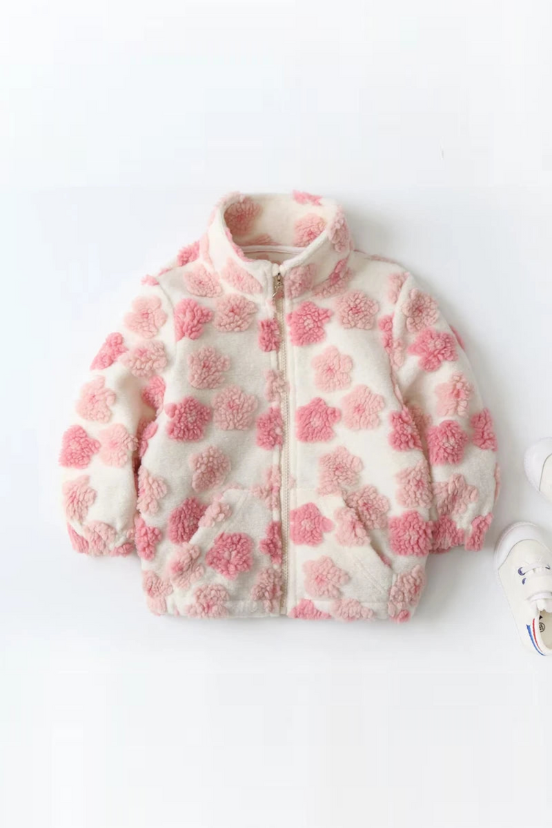 Girl coat jacket shake granular velvet collar jacket and lovely jacket is suitable for 0-5 year old child