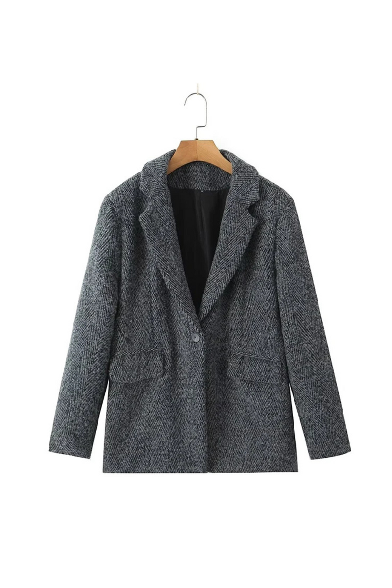 Women Casual Blazer Coat Autumn Winter Warm Woolen Outerwear