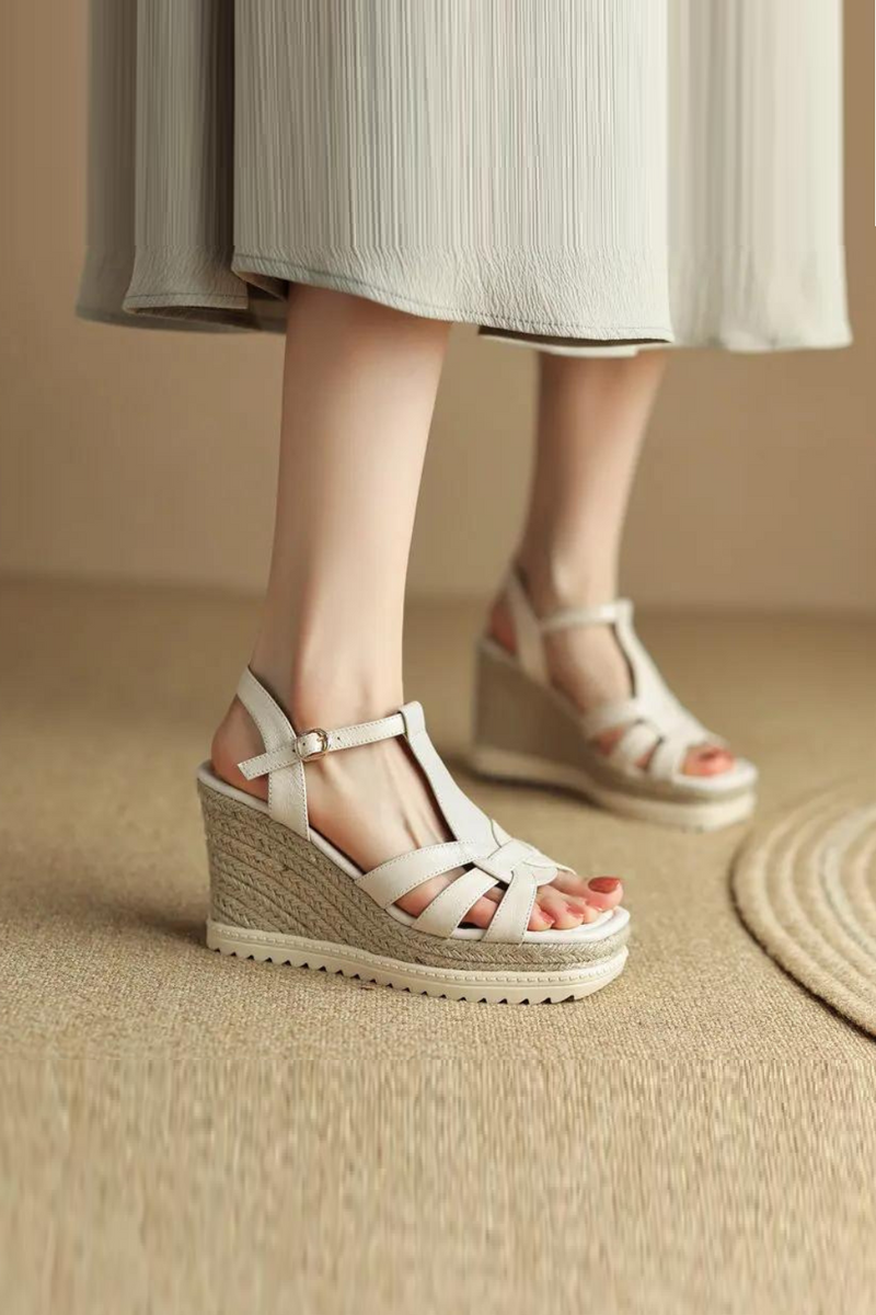 Platforms Women Sandals Wedge High Heel Genuine Leather Style Casual Outdoor Shoes Woman Summer