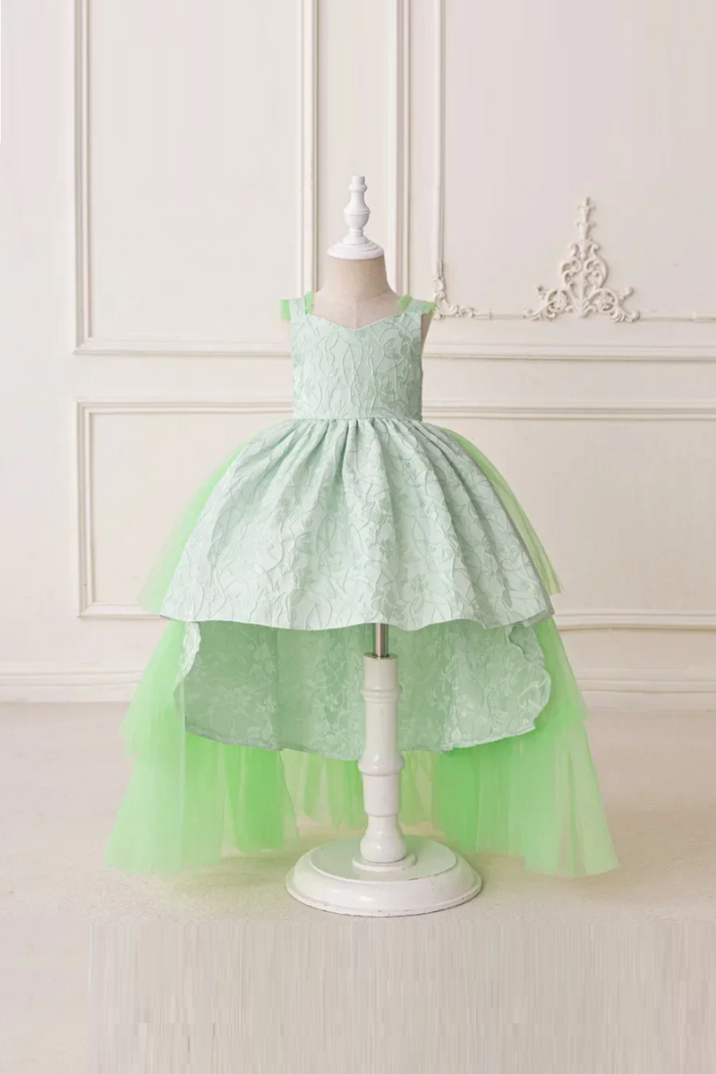 Elegant Flower Girl Dress For Wedding With Bow Child First Birthday Party Gown