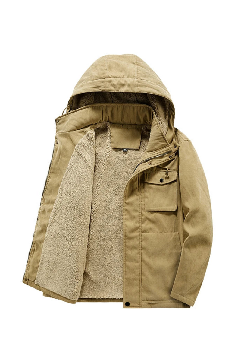 Winter and Autumn Men Jacket Tactical Cotton Jacket Fleece Hooded Coat