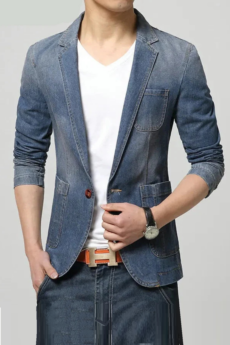 Denim blazer men suit dress jacket men coat pant designs