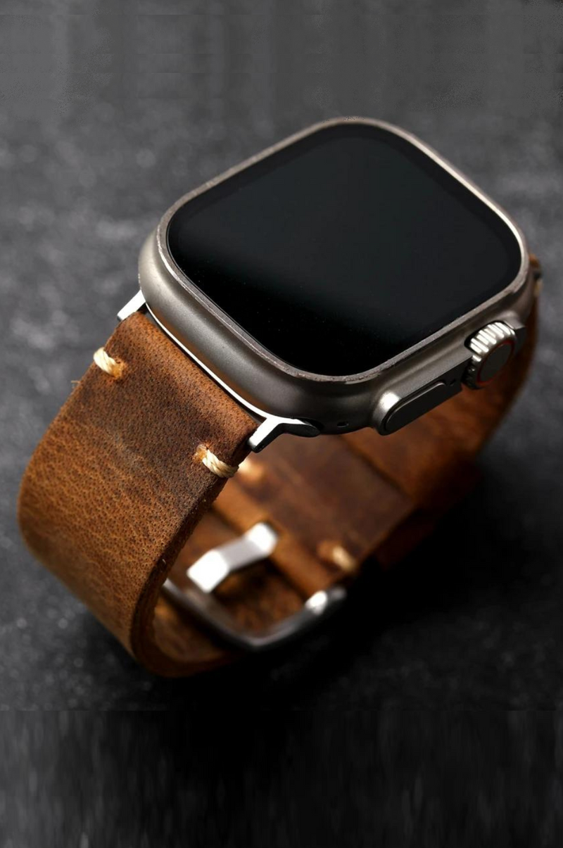 Handmade Head Layer Leather Strap For Apple Watch Ultra 49MM 42MM 44MM Thickened Men Genuine Leather