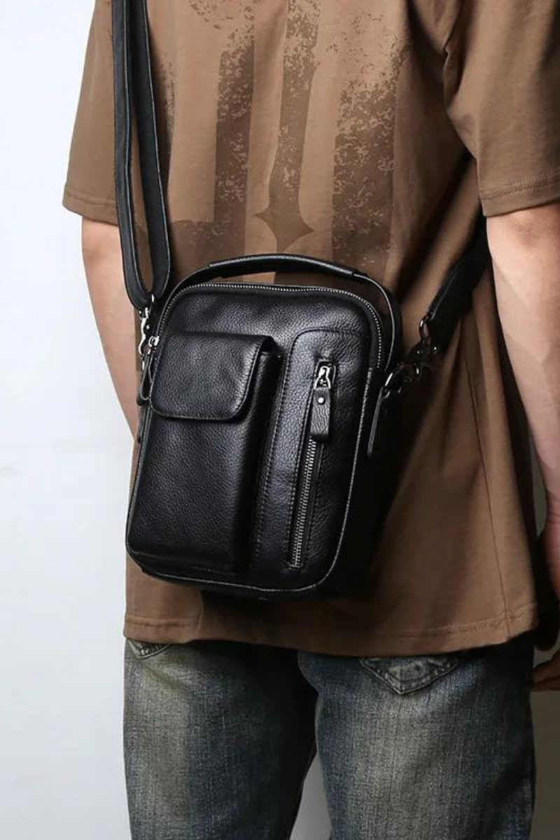 Handmade Shoulder Bag For Men Leather Crossbody Storage Bag Casual Retro