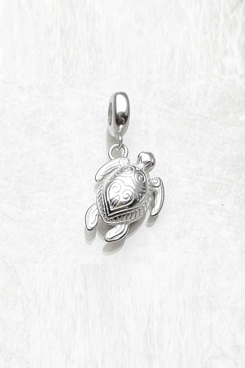 Dangle Charm Pendant Tortoise Jewelry Wisdom And Eternal Life Gift In 925 Sterling Silver