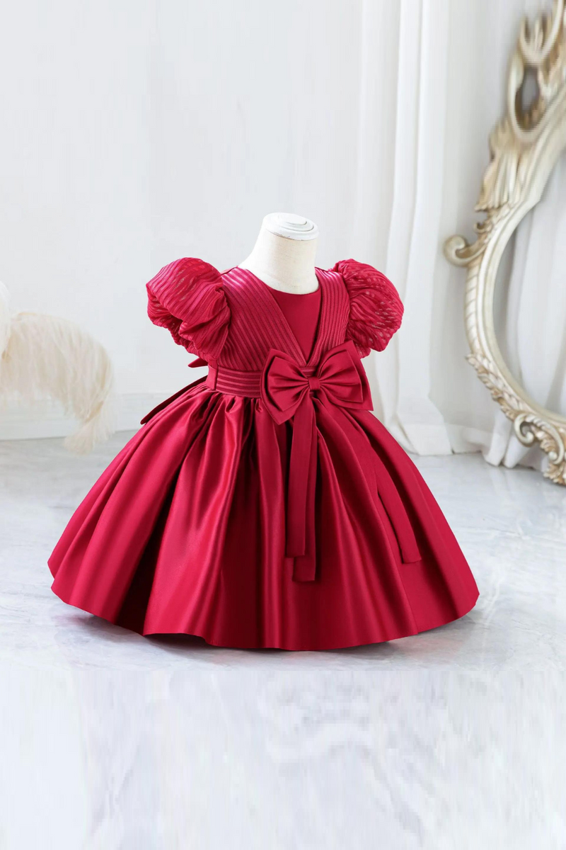 Baby Striped Party Dresses Wedding Birthday Princess Dress For Girls Bow Bridemaid