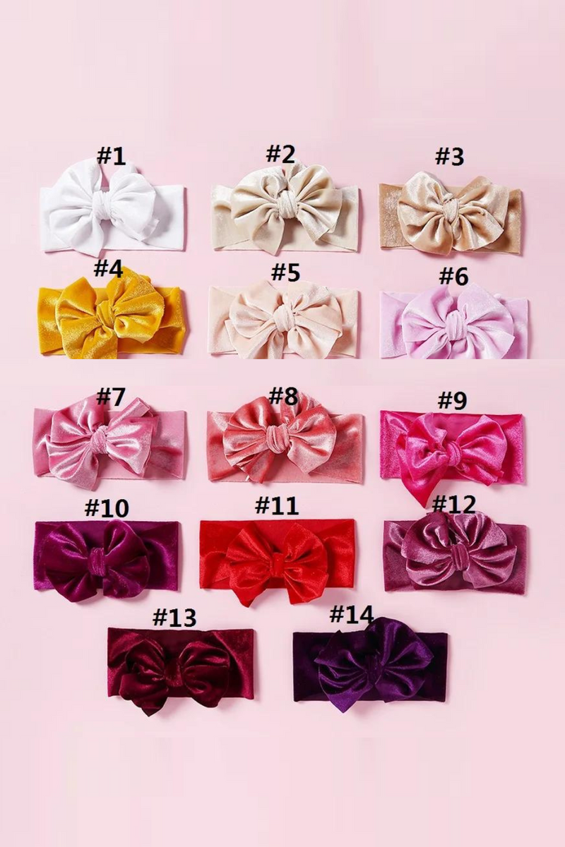 Big Hair Bows Girl Velvet Solid Headbands for Newborn Baby Girl Bowknot Sweet Kids Turban Children's Accessories Headwear