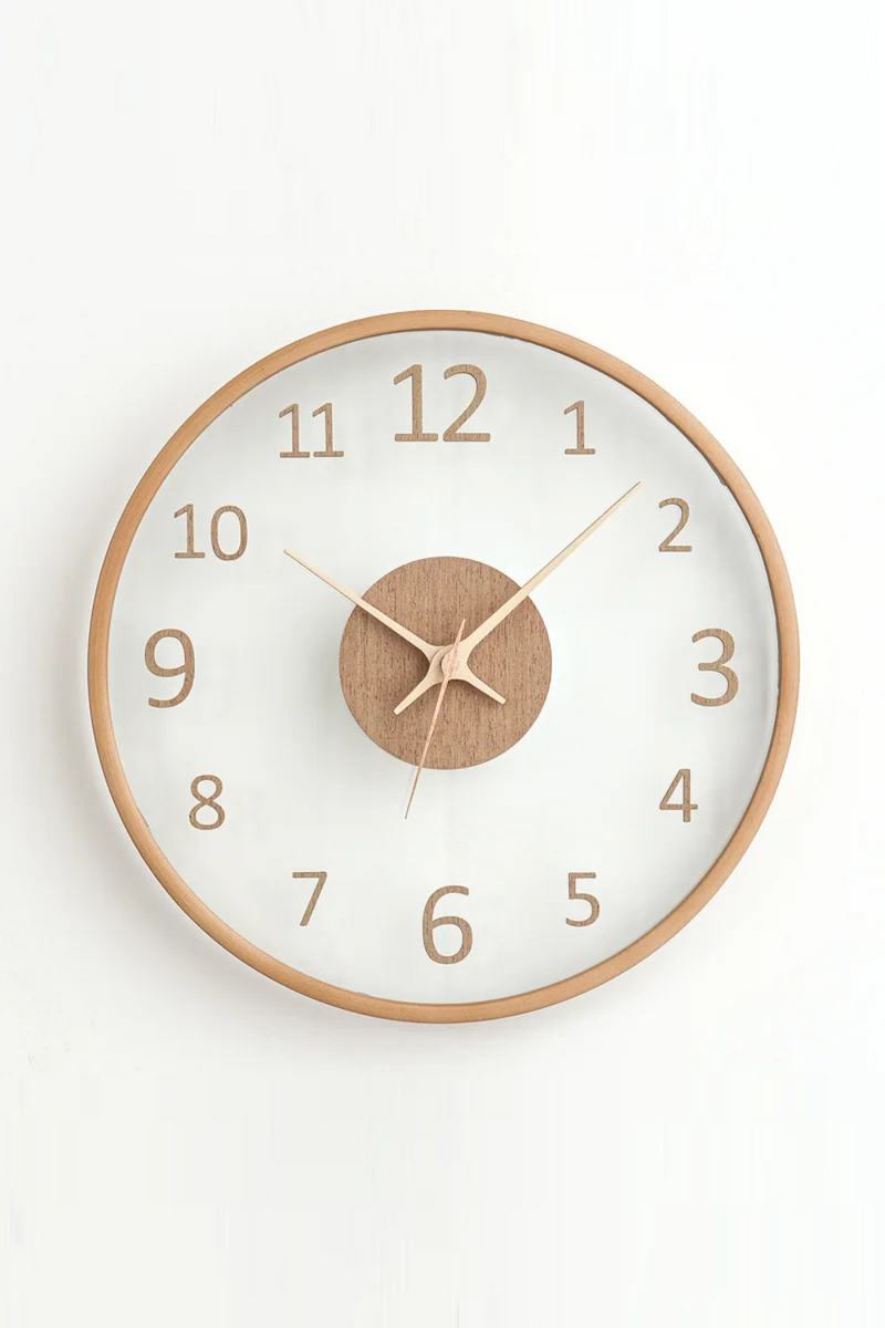 Nordic Creative Decoration Clock Solid Wood Wall Light Luxury Hanging Decor