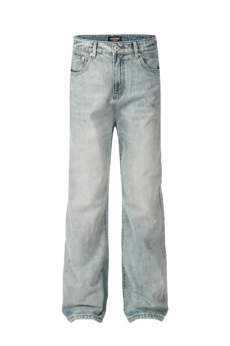 Distressed Blue Jeans Mens Ripped Summer High Street Loose Denim Pants Men Trousers