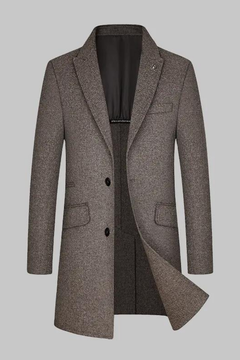 winter Men's Handsome Handmade Double-sided Wool Coat Medium Length Suit Collar Wool Coat Men's Coat