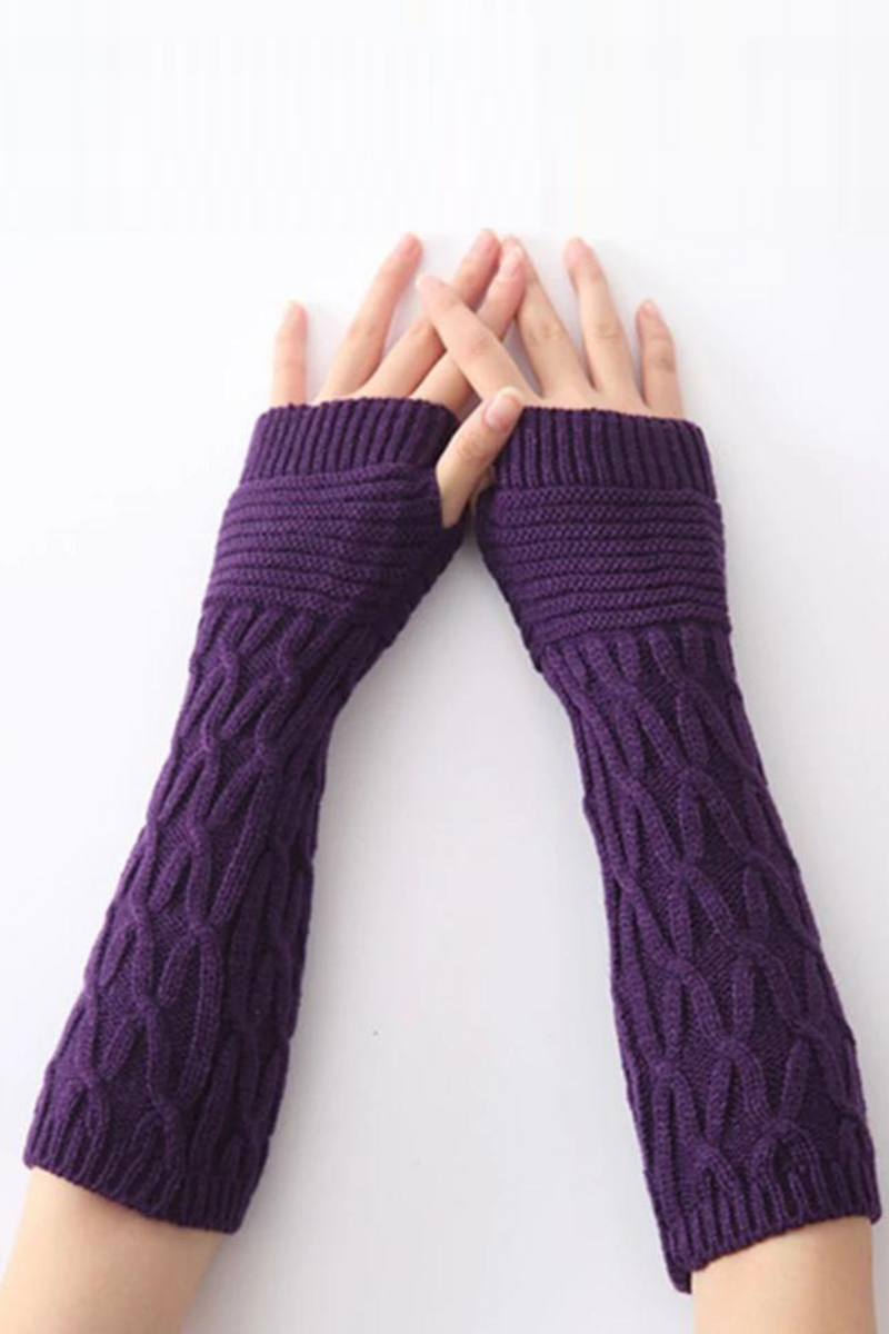 Knitted Half Finger Fingerless Gloves Autumn Winter Thermal Unisex Female Male Knitting Mittens Jacquard Arm Sleeve