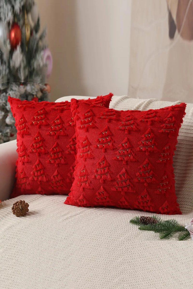 Red Christmas Decorative Pillow Covers Soft Plush Throw Pillows Pillowcases for Couch Sofa Holiday