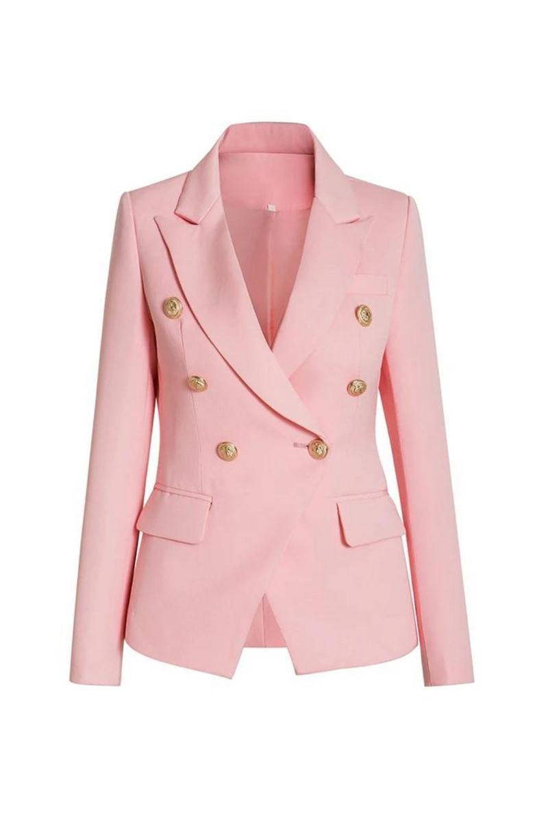 Autumn European Long Sleeve Classic Designer Buttons Lady Jackets Suit Women Pink Blazer