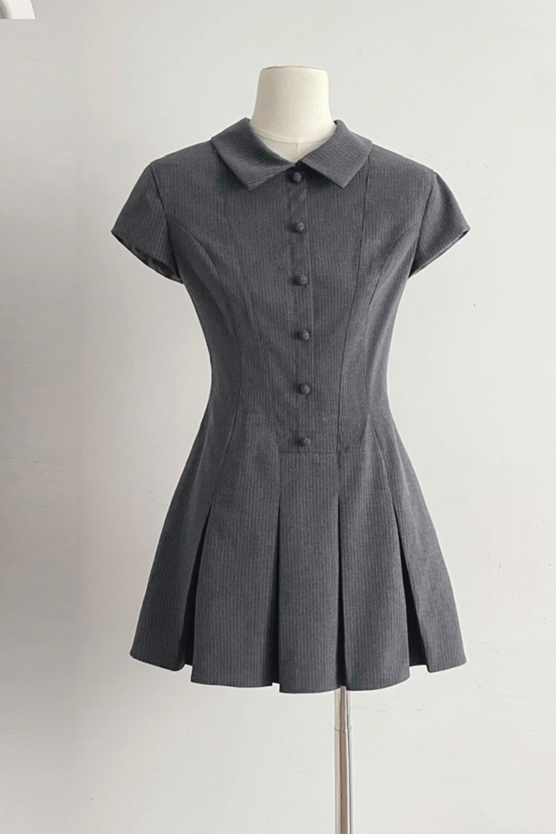 Summer Simple Mini Solid Shirt Dress Women Aesthetic Frocks