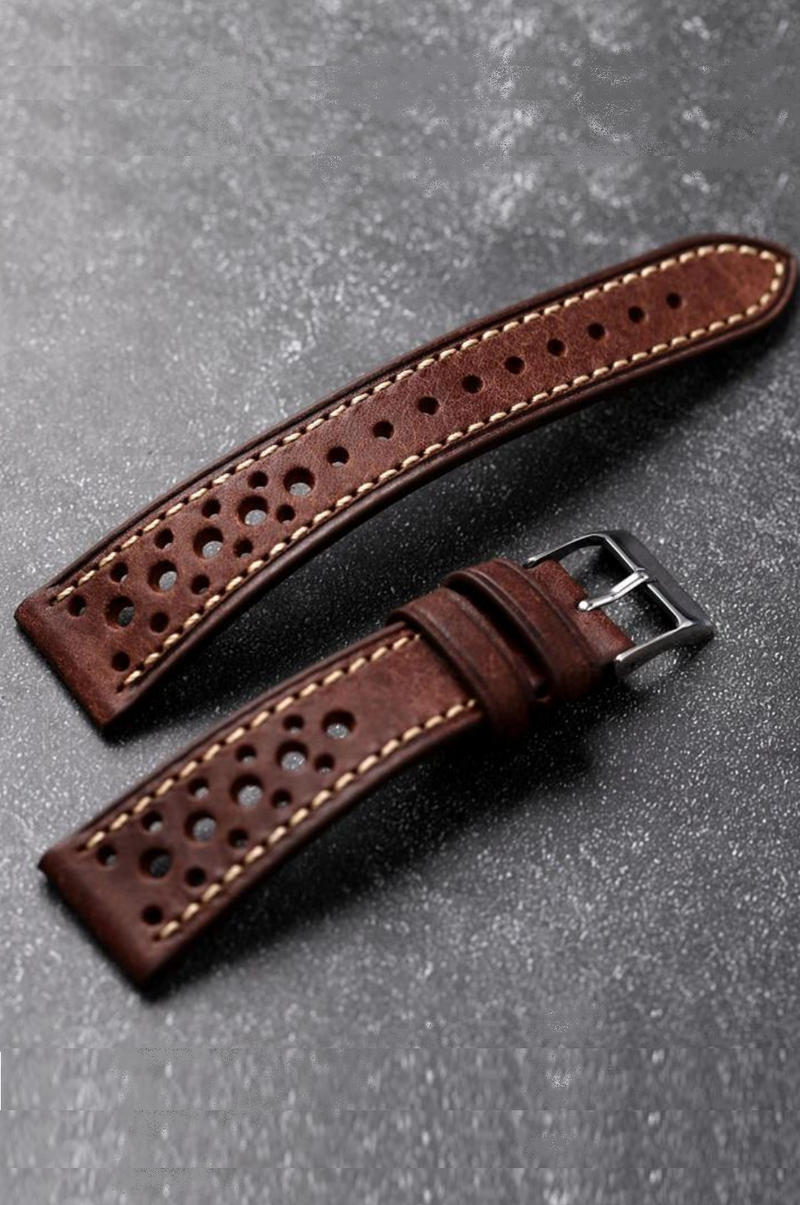 Handcrafted Italian Leather Strap Ventilated Design Men's Ultra-Thin Bracelet