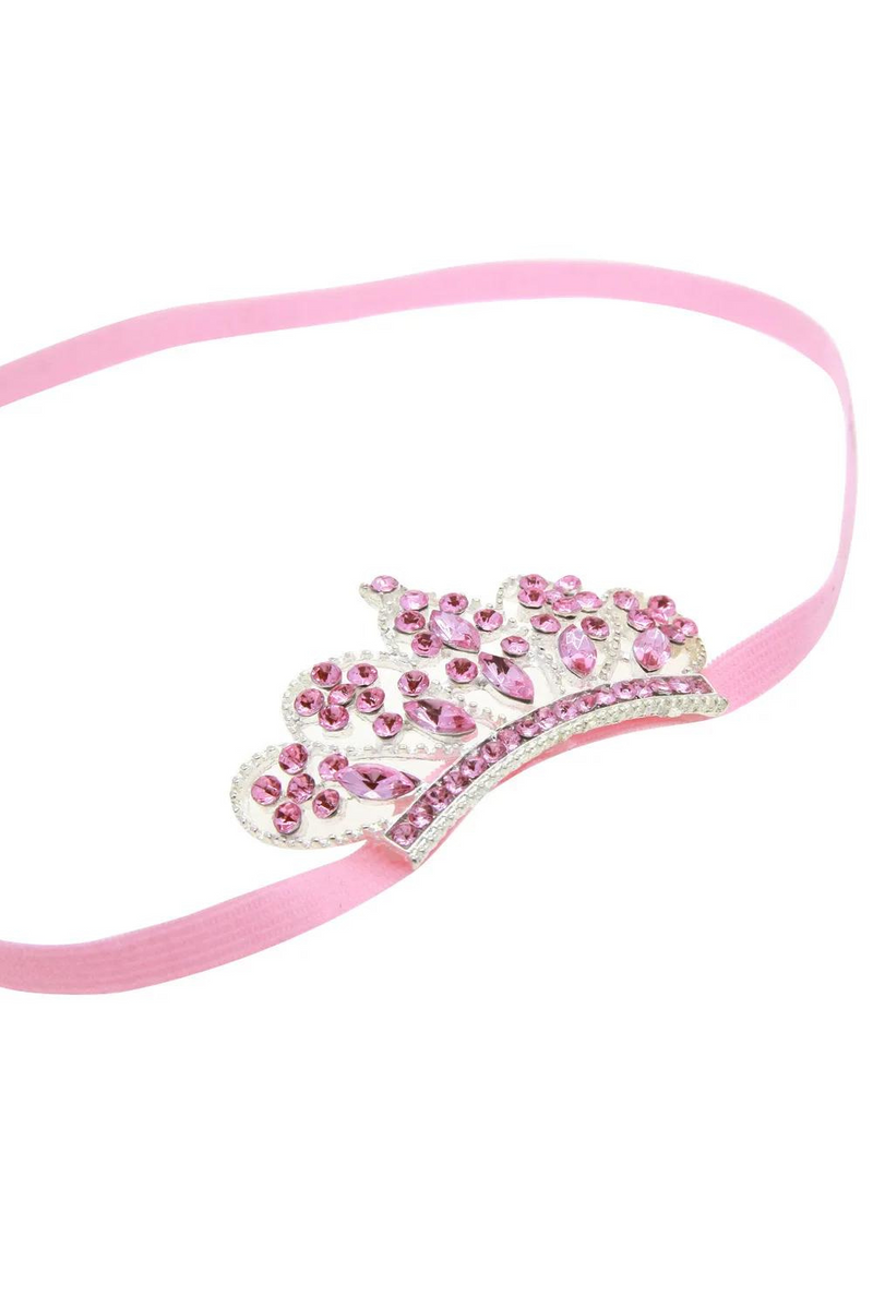 Crown Diamond Headband Hair Accessories Baby Girls Headwear Little Princess Rhinestone Nylon Headwrap