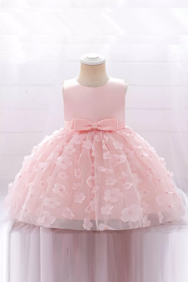 Baby Girls Dresses Long Sleeve Bow Birthday Gown Infant Party Pearl Princess Baptism Toddler