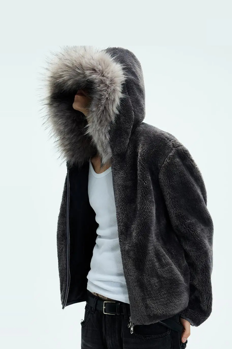 Men Jacket Hooded Fur Thick Warm Coat Autumn Winter Trend Coat Sweater Men Clothing