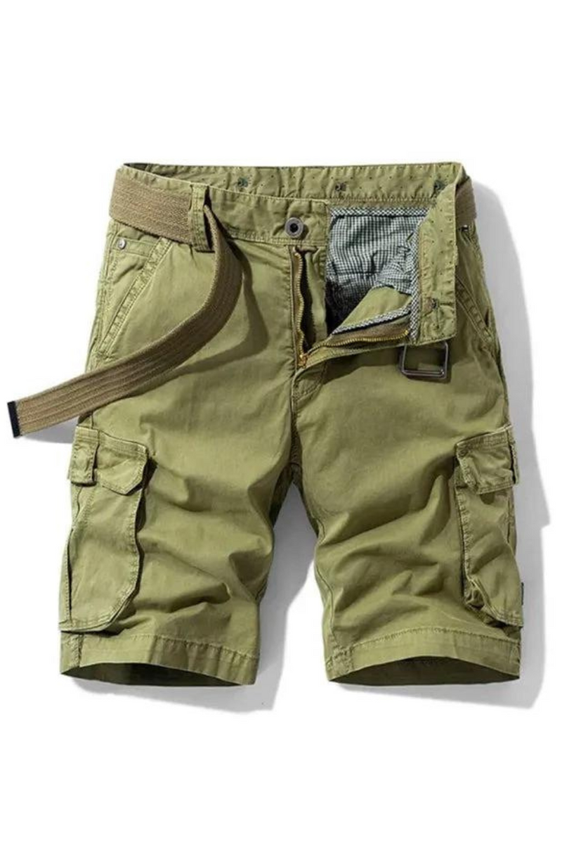 Men's Summer Solid Multi-pocket Five-point Pants Loose Stretch Cargo Shorts