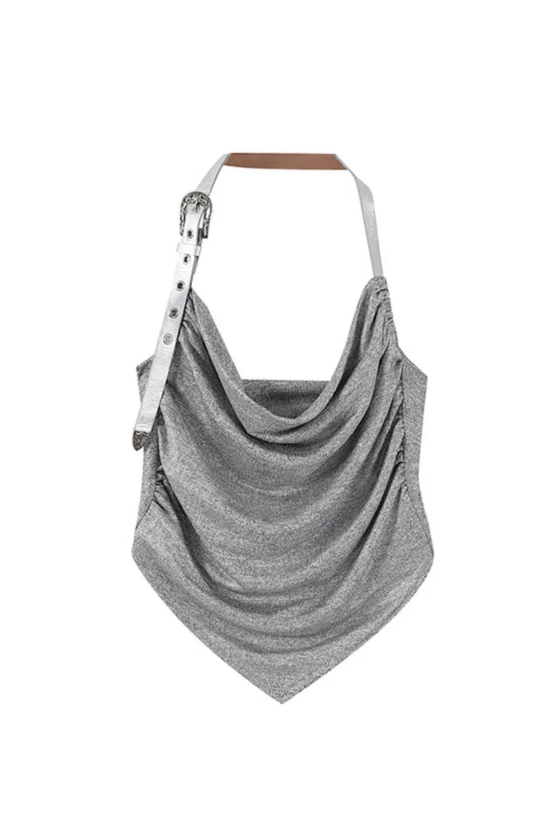 Halter Top Women Simple Basic Sleeveless Silver Tank Tops Chic Spring Summer  Vest Coquette