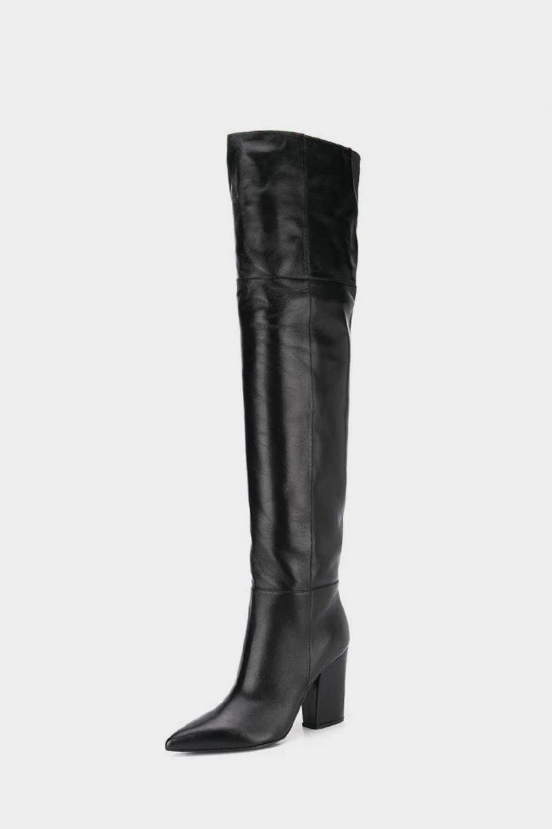 Women Thigh High Boots Genuine Leather Thick High Heels For Women Winter Shoes Over Knee Boots