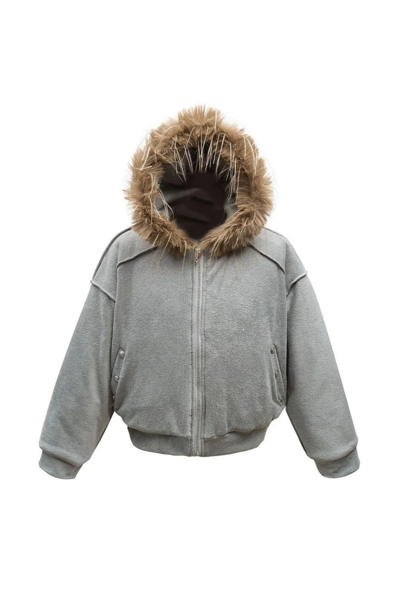 Wool Hooded Padded Jacket Men Clothing Street Wear Fur Hood Warm Thick Parka