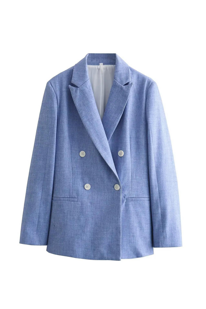 Suits Straight Jacket Casual Double Breasted Blazers Women Tops Sky Blue Blazers Women