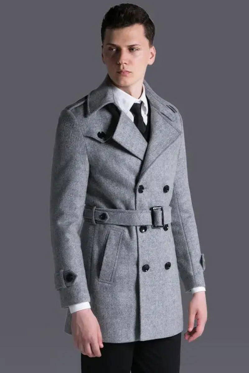 Wool Men Coat British Medium Length Solid Woolen Men Trench Coats Luxury Long Causal Man Coats