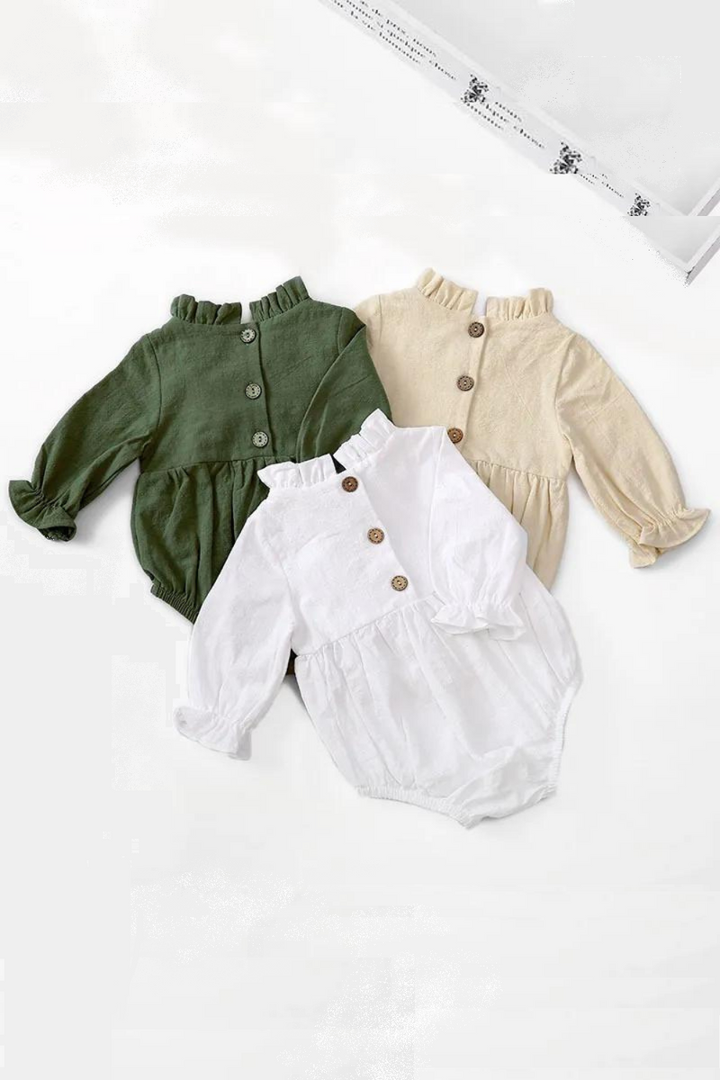Baby Girls Romper Cotton Long Sleeve Ruffles Baby Rompers Infant Playsuit Jumpsuits Cute Clothes