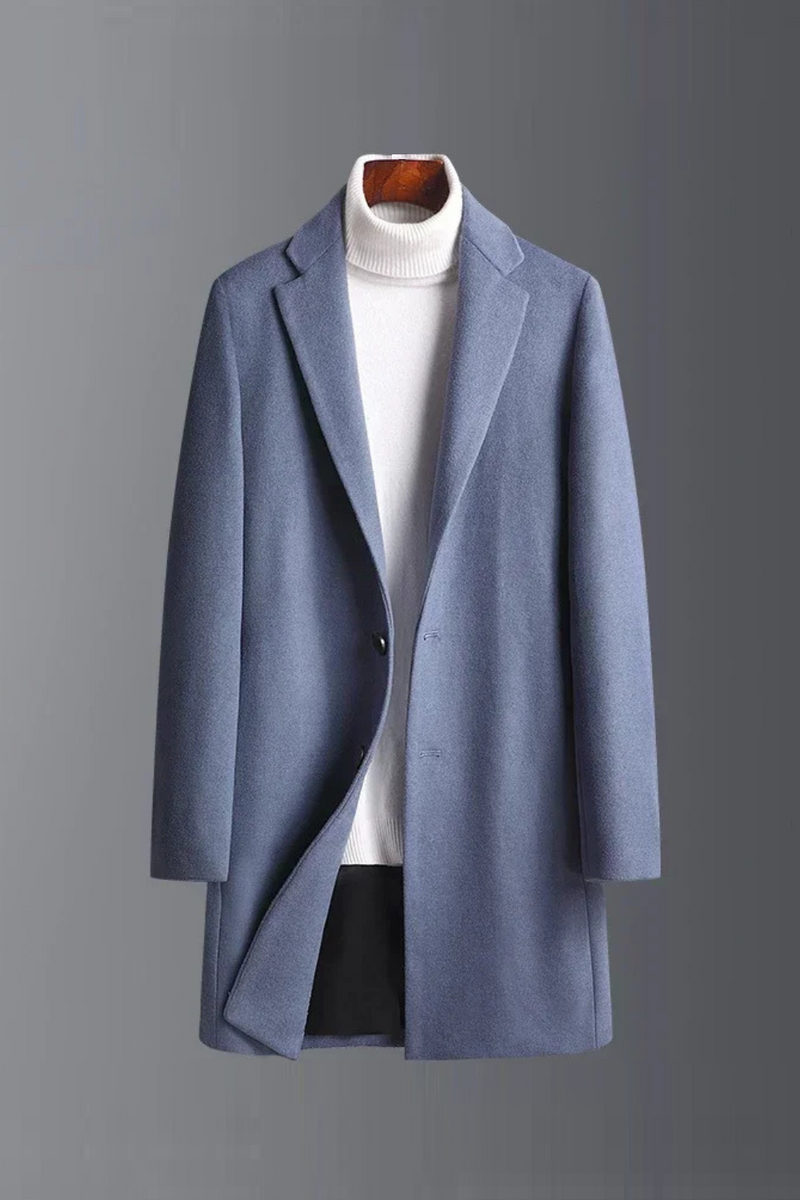 Autumn Winter Woolen Coat Men Slim Fit Long Woolen Blend Coat Thick Jacket Overcoat