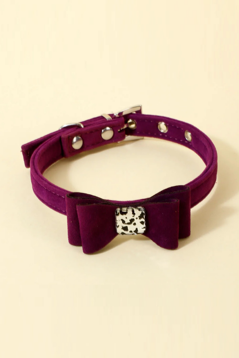 Soft Velvet Cat Collar Small Puppy Cat Dog Collars Bow Kitten Collar Bowknot Necklace