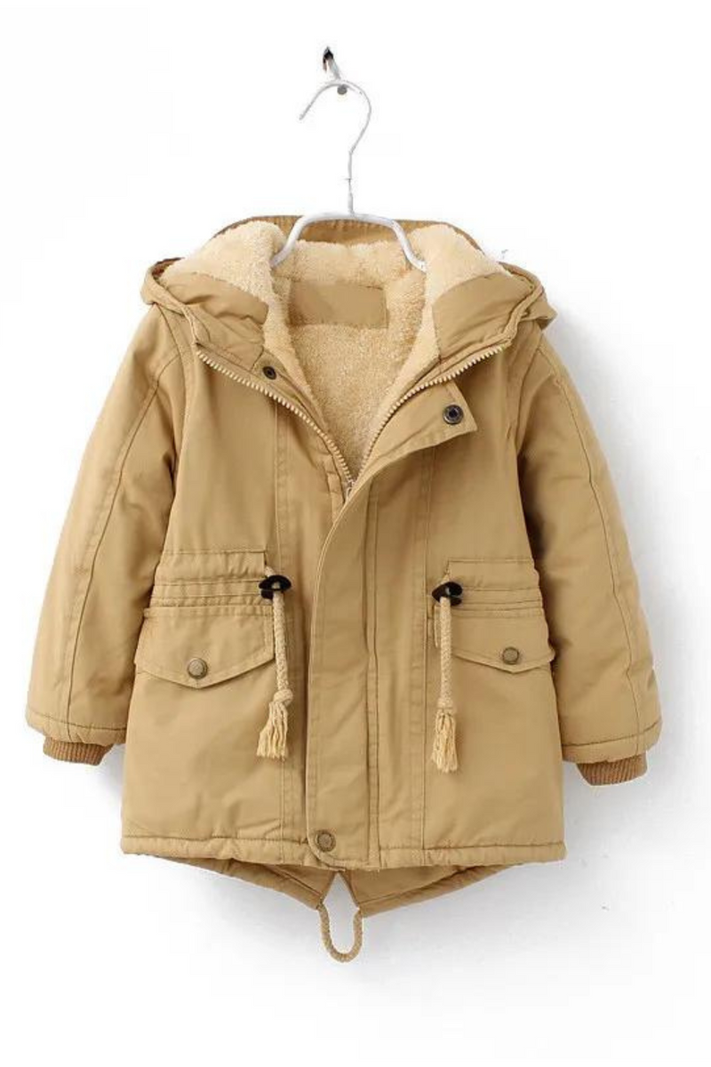 Winter Baby Boy Girl Clothes Fleece Thickened Children's Warm Hooded Swallowtail Trench Coat Kids Jacket Outerwear