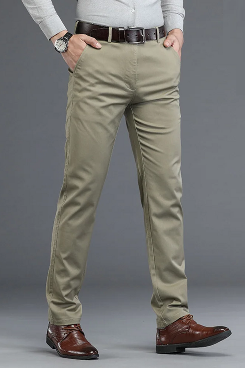 Men Elegant Suits Pants European Men Stand Pockets Trousers Olive Green Business Suits Pant