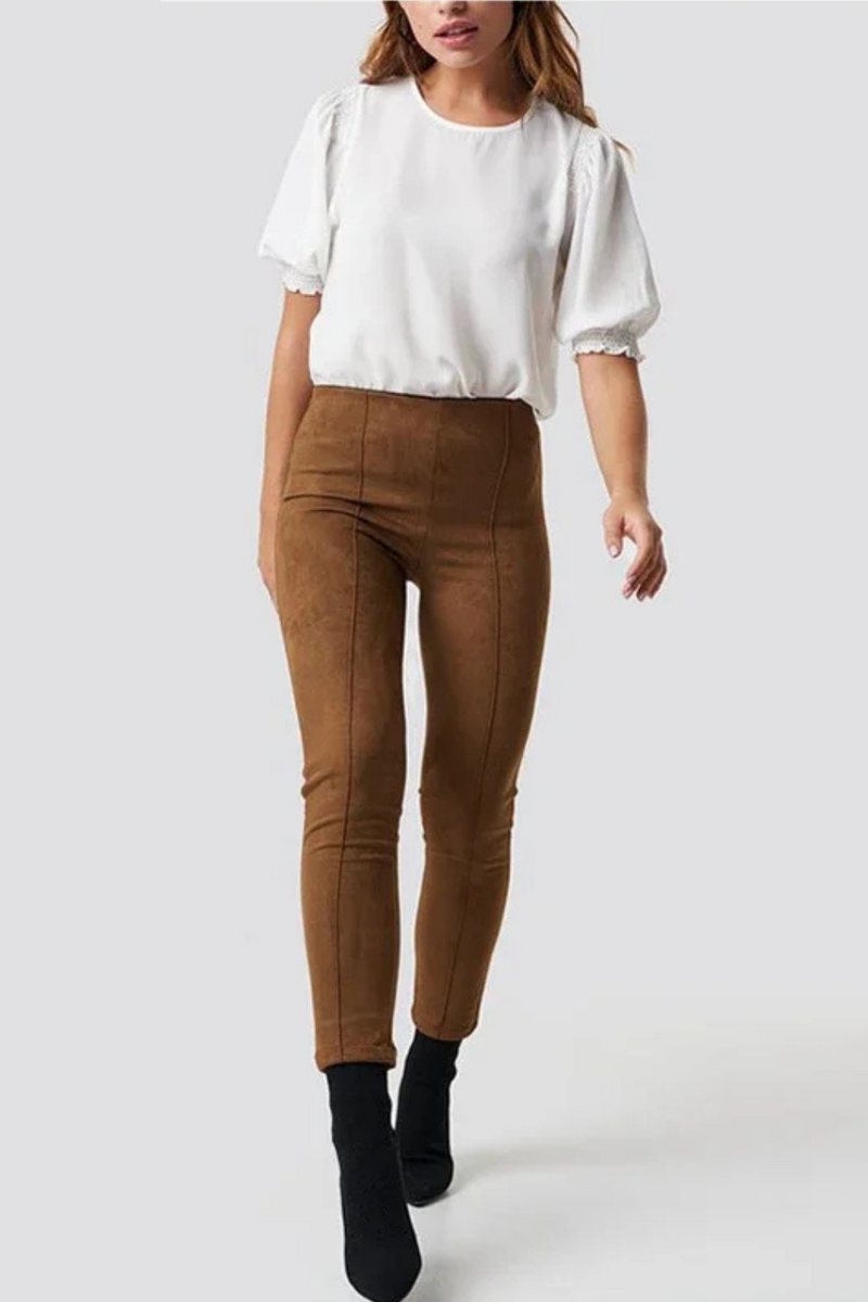 Women Pencil Pants Elastic Slim Tan Soft Trousers Ladies Casual