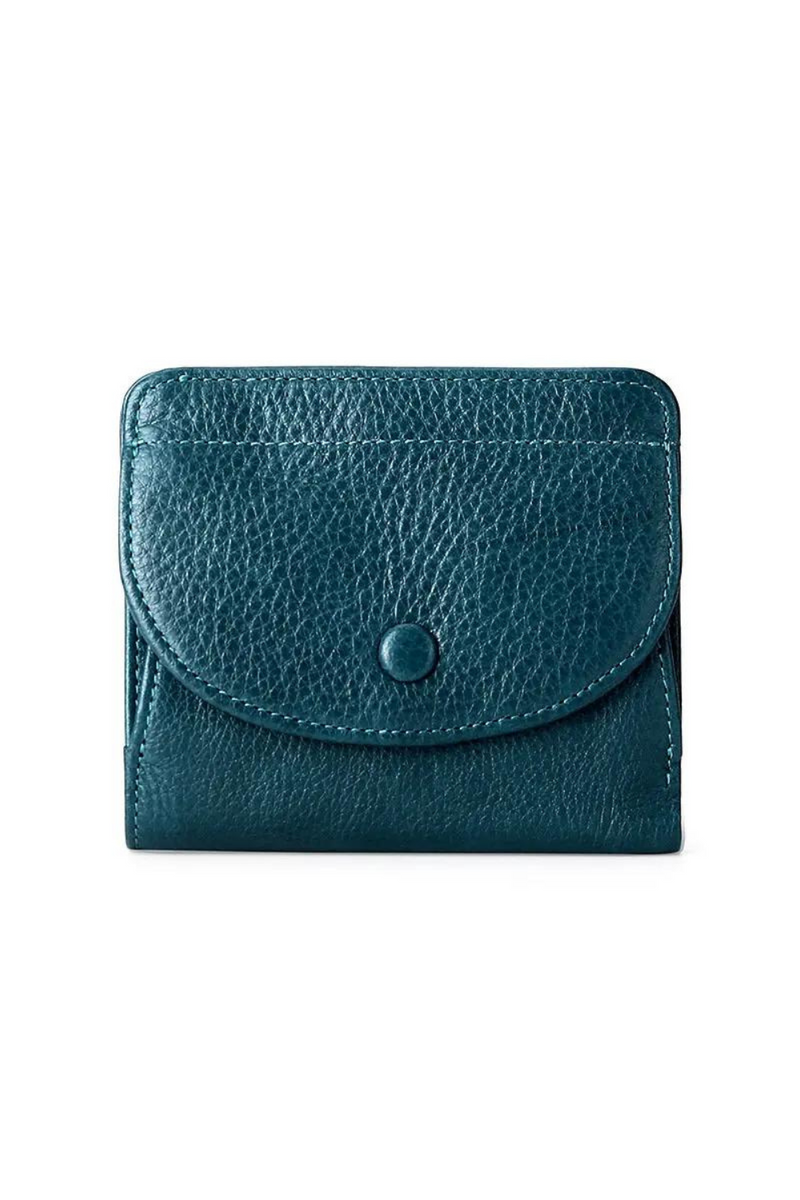 Style Blue Small Coin Pocket Natural Leather Unisex Card Wallet