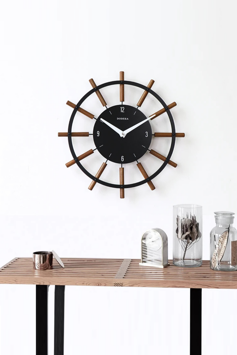 Nordic living room clock solid wood wall clock simple modern art decorative clock hanging wall