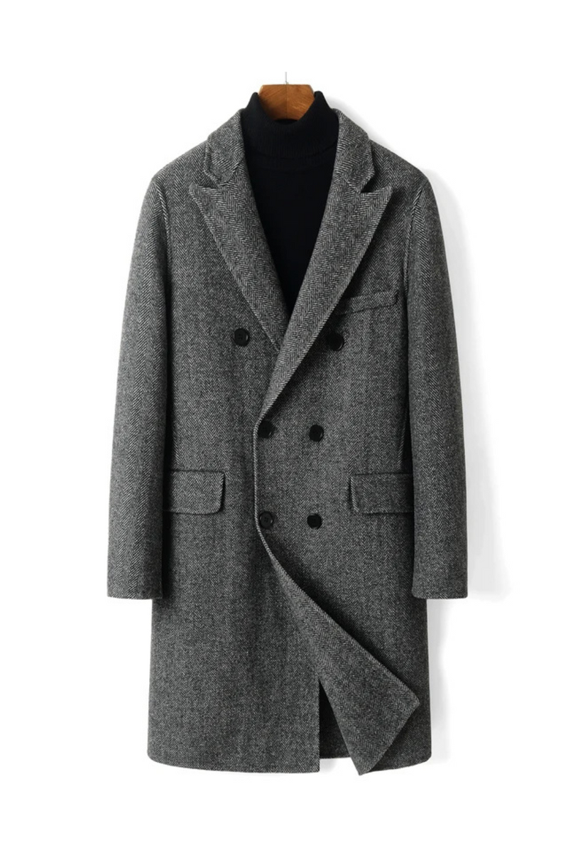 Winter Jacket Men's Pure Wool Coat Double Breasted Long Overcoat Men Wool Trench Coats